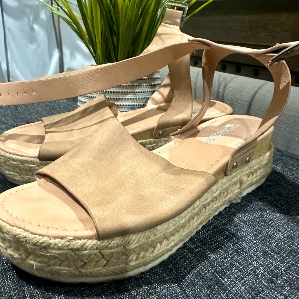 Sand color, cushionair espadrilles. Size 8.
